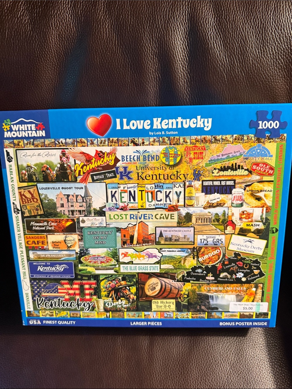 White Mountain I Love Kentucky Puzzle.  1000 pieces.  Complete.  With poster